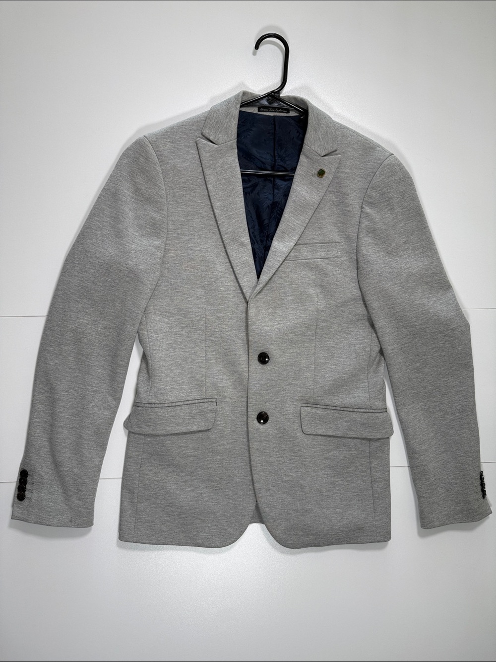 Scotch & Soda Light Gray Two-Button Blazer with Navy and Burgundy Lining